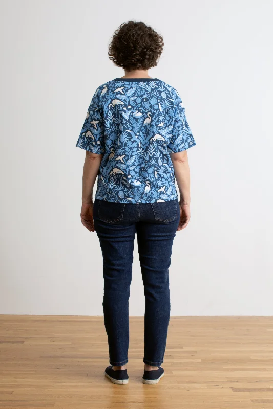 Women's Mia Top - Tropical Birds Navy