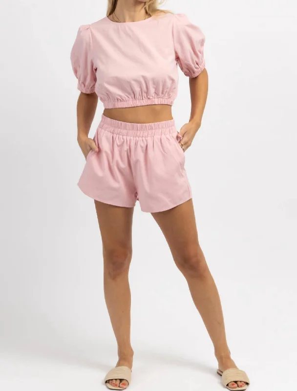 Barcelona Linen Short Set In Pink