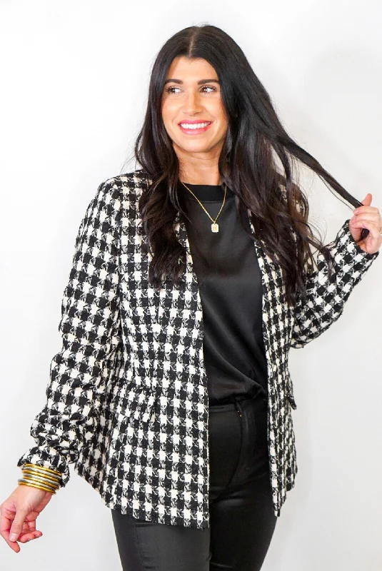 Picture Perfect Black Houndstooth Blazer