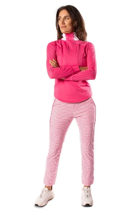 Hot Pink/White Checkered Stretch Ankle Pant