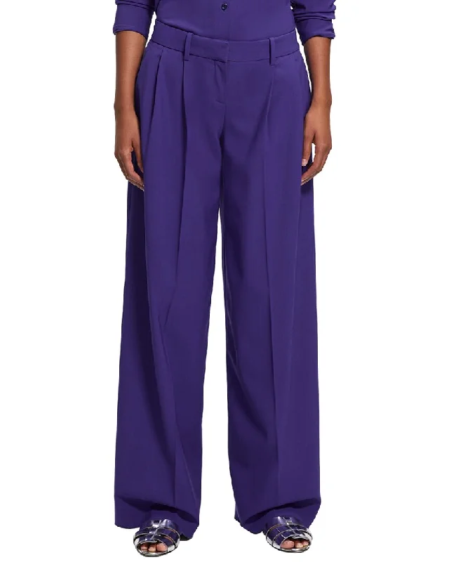 Theory   Low Rise Pleated Wool-Blend Pant