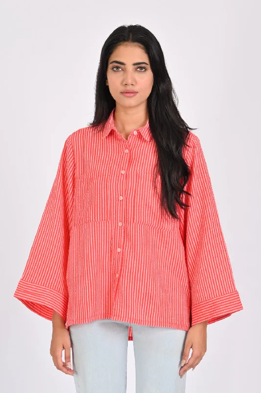 OVERSIZED TEXTURED BUTTON DOWN SHIRT