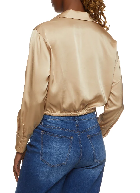 Satin Twist Front Crop Top