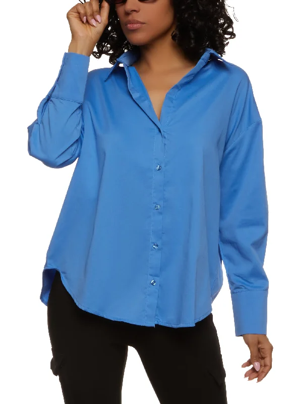 Solid Button Front Tunic Shirt