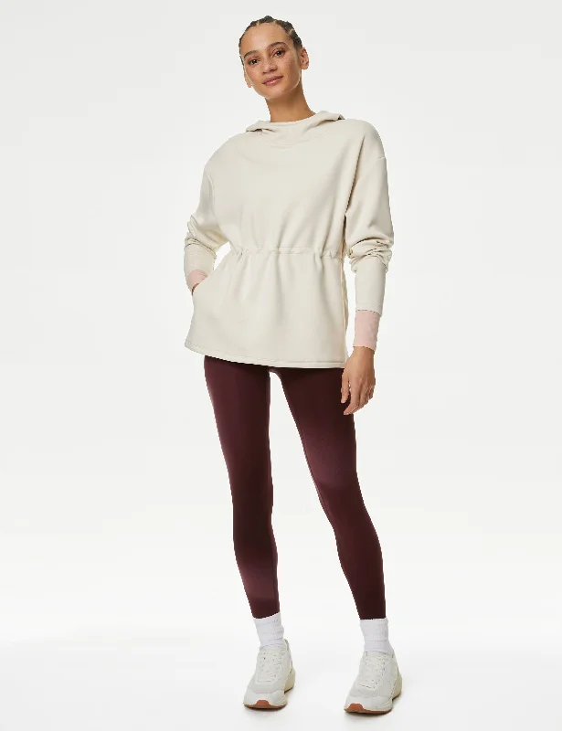 Relaxed Yoga Longline Hoodie - Beige