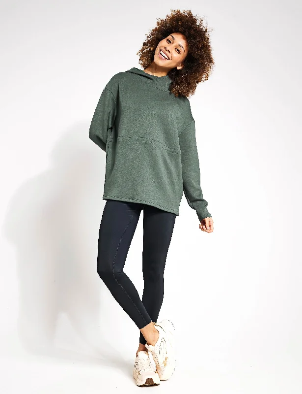 Relaxed Yoga Longline Hoodie - Dark Sage