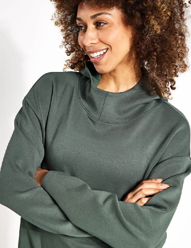 Relaxed Yoga Longline Hoodie - Dark Sage