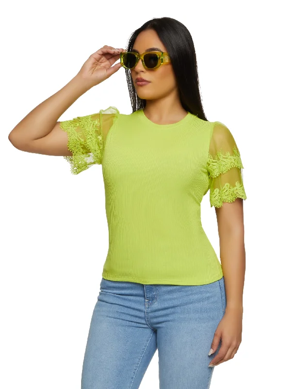 Iris Tiered Lace Sleeve T Shirt