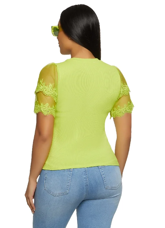 Iris Tiered Lace Sleeve T Shirt