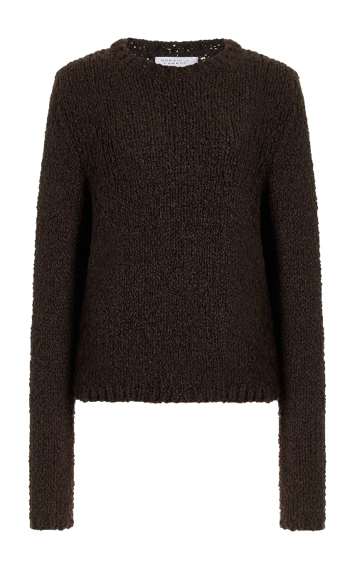 Abrams Knit Sweater in Chocolate Cashmere Boucle