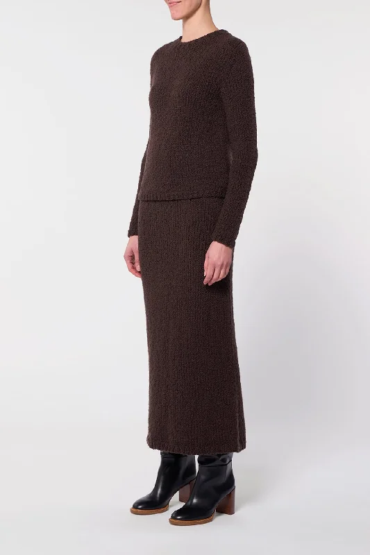 Abrams Knit Sweater in Chocolate Cashmere Boucle