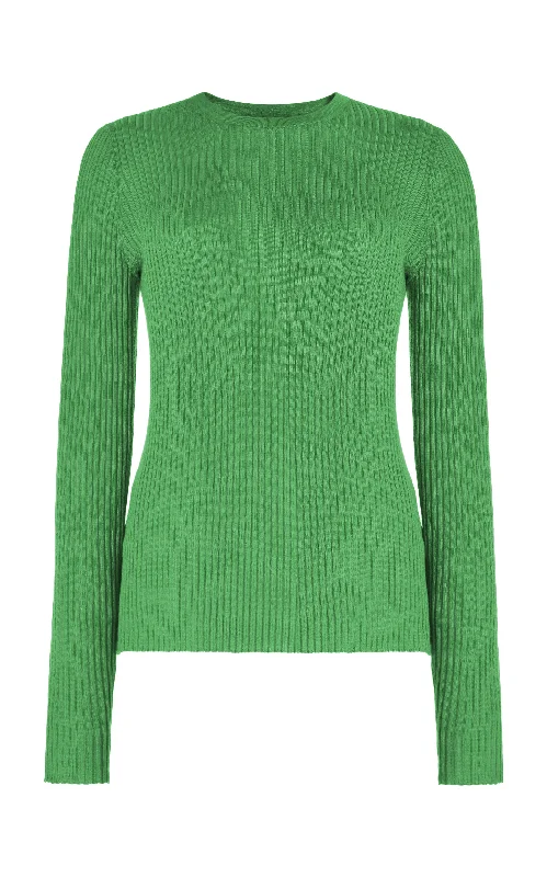 Browning Knit Sweater in Peridot Green Cashmere Silk