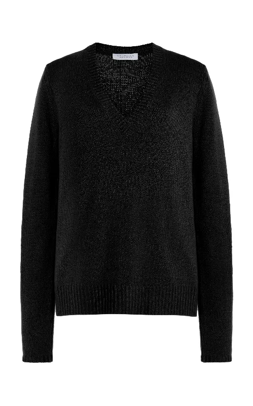 Isiah Knit Sweater in Black Cashmere