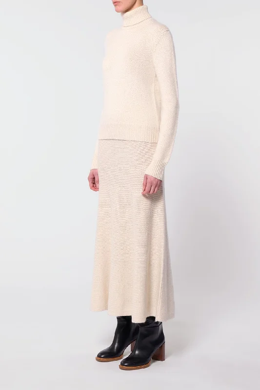 Madden Knit Turtleneck Sweater in Ivory Cashmere