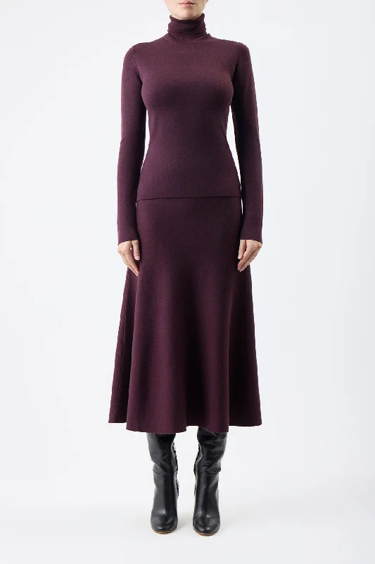 May Knit Turtleneck in Deep Bordeaux Merino Wool Cashmere