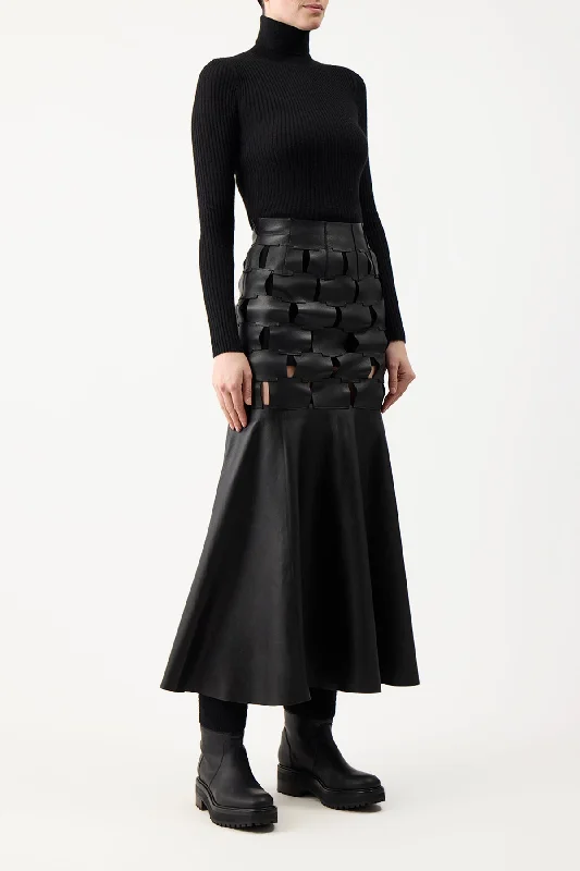 Peppe Knit Turtleneck in Black Cashmere Silk