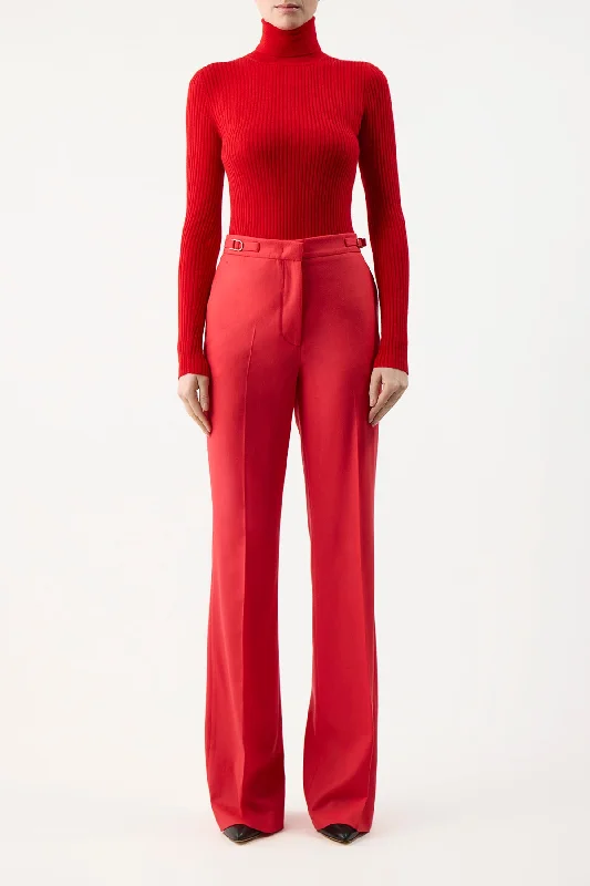 Peppe Knit Turtleneck in Red Topaz Cashmere Silk