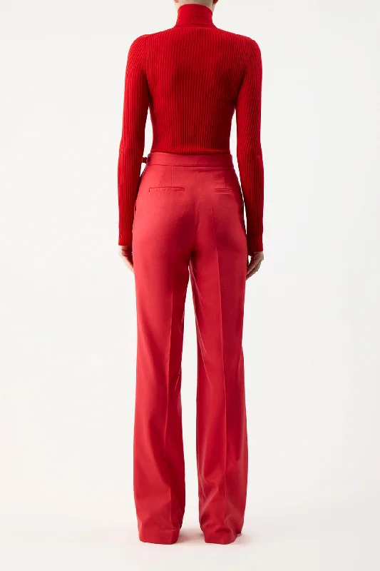 Peppe Knit Turtleneck in Red Topaz Cashmere Silk