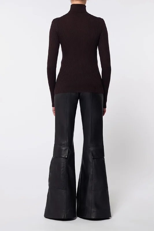 Peppe Knit Turtleneck in Chocolate Cashmere Silk