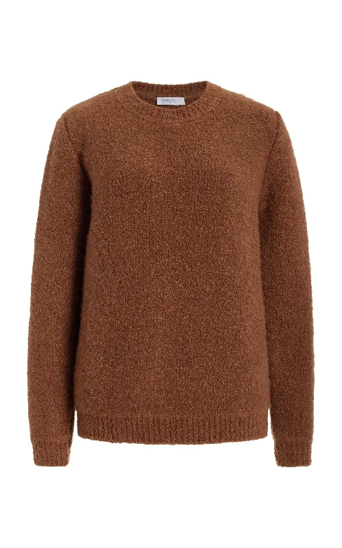 Philippe Knit Sweater in Cognac Cashmere Boucle