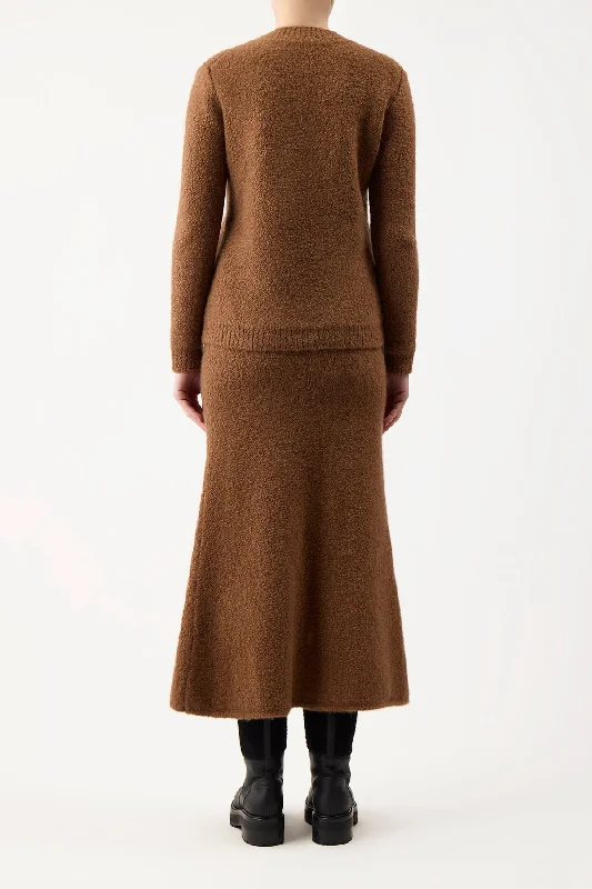 Philippe Knit Sweater in Cognac Cashmere Boucle