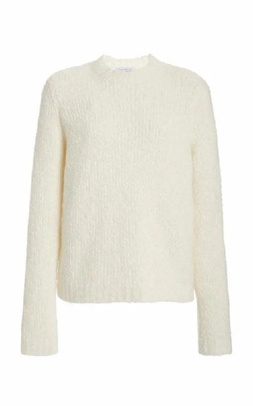 Philippe Knit Sweater in Ivory Cashmere Boucle