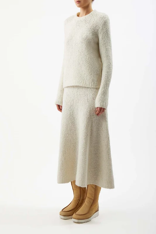 Philippe Knit Sweater in Ivory Cashmere Boucle