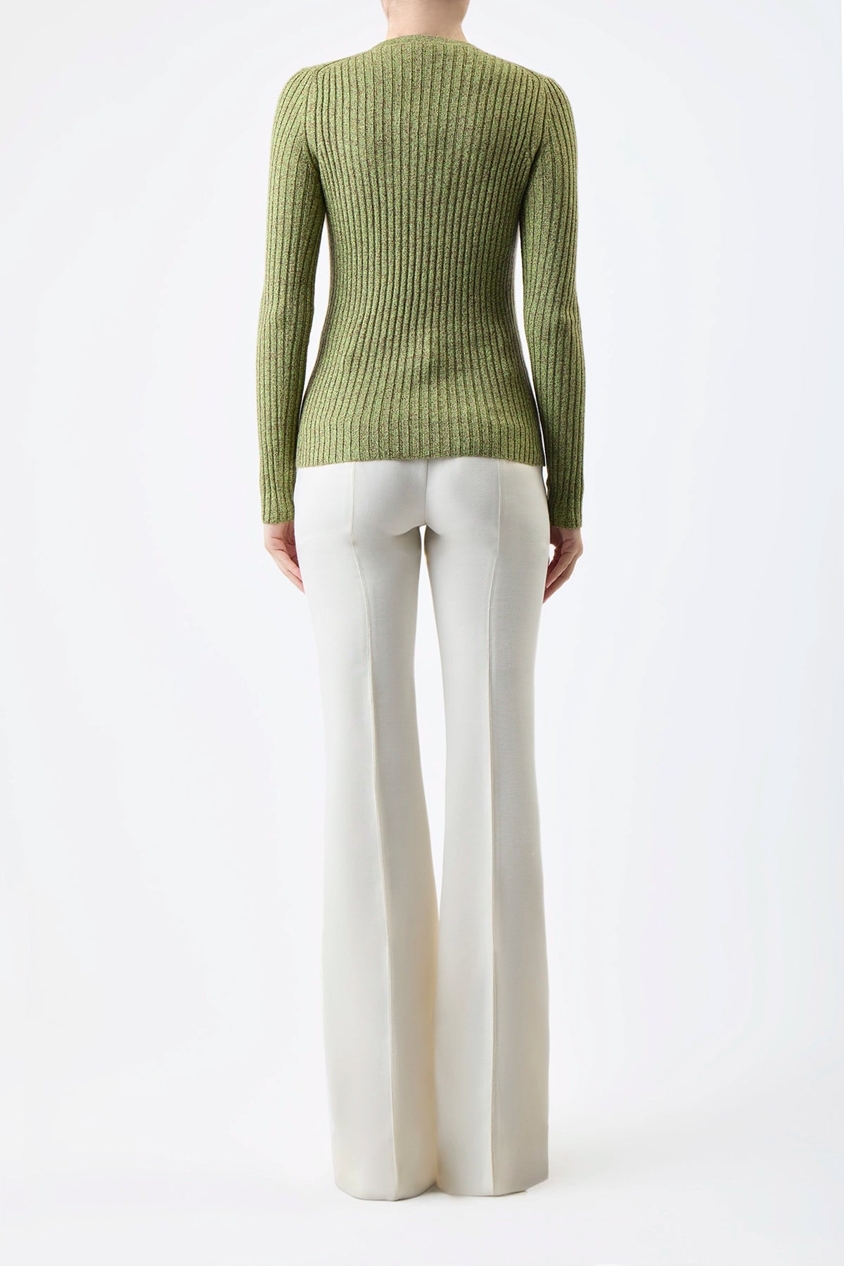 Willow Knit Sweater in Green Multi Cashmere Silk