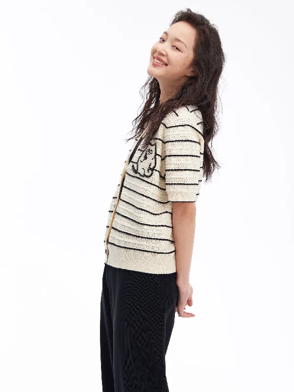 Classic Woven Stripe Cardigan