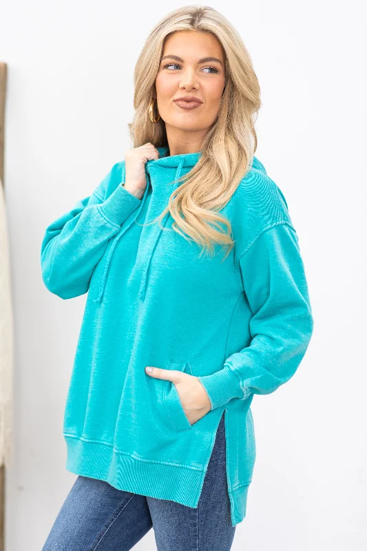 Turquoise Pigment Dyed Fleece Hoodie