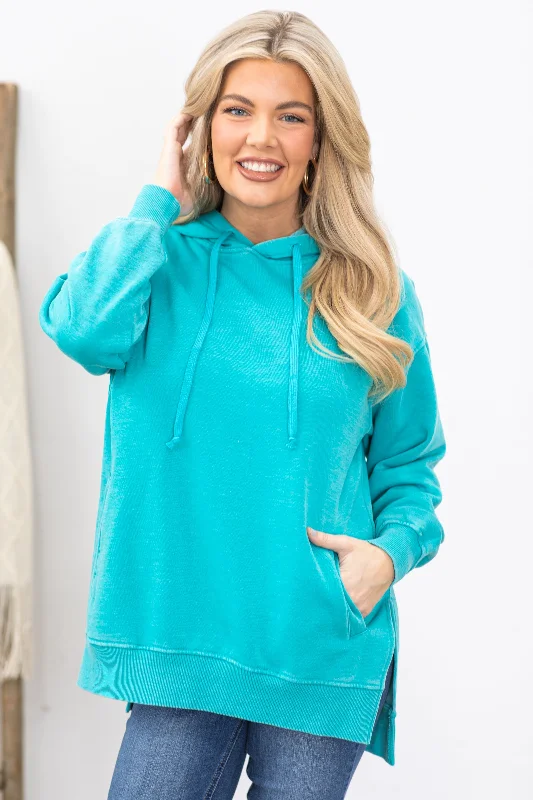 Turquoise Pigment Dyed Fleece Hoodie