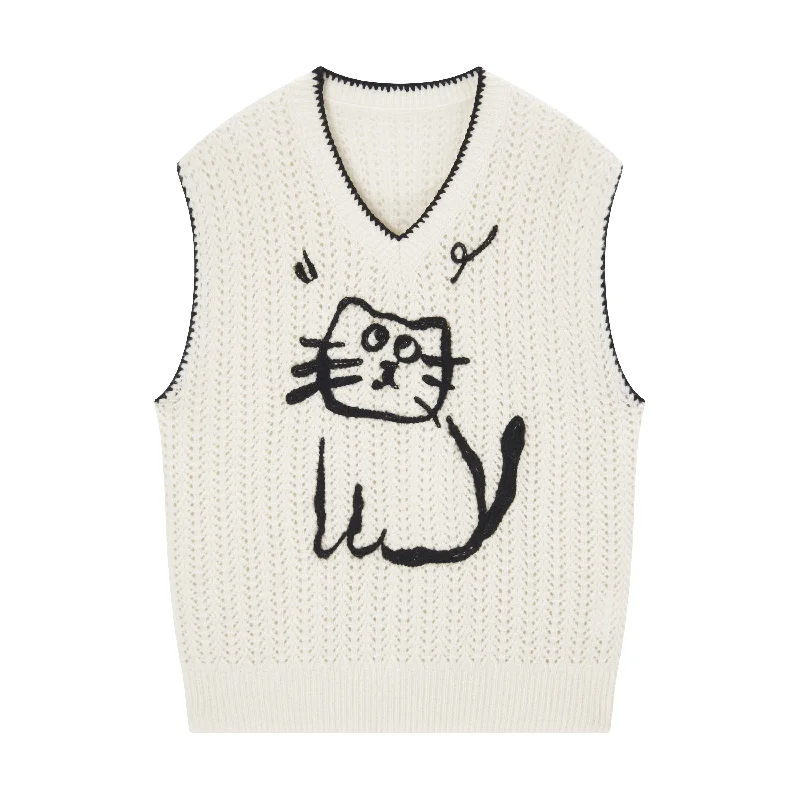 U-Cat White Cashmere Vest